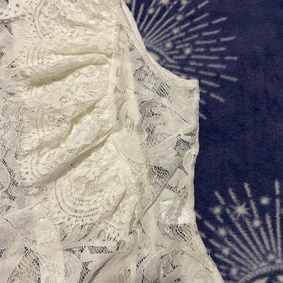 Lace Dollskill coquette white top zip up blouse sz sm sheer Lacey euc - Picture 3 of 11